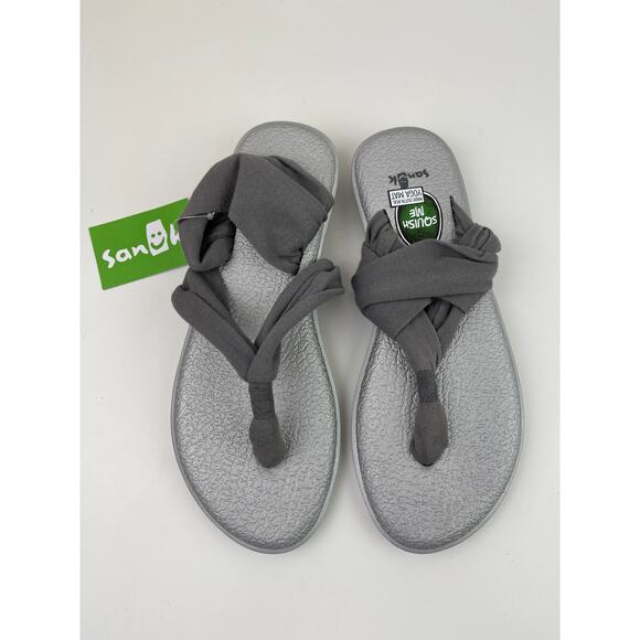 Sanuk Shoes - SANUK Yoga Silng 2 Metallic LX Gray Thong Sandal Ankle Strap Size 6 NEW